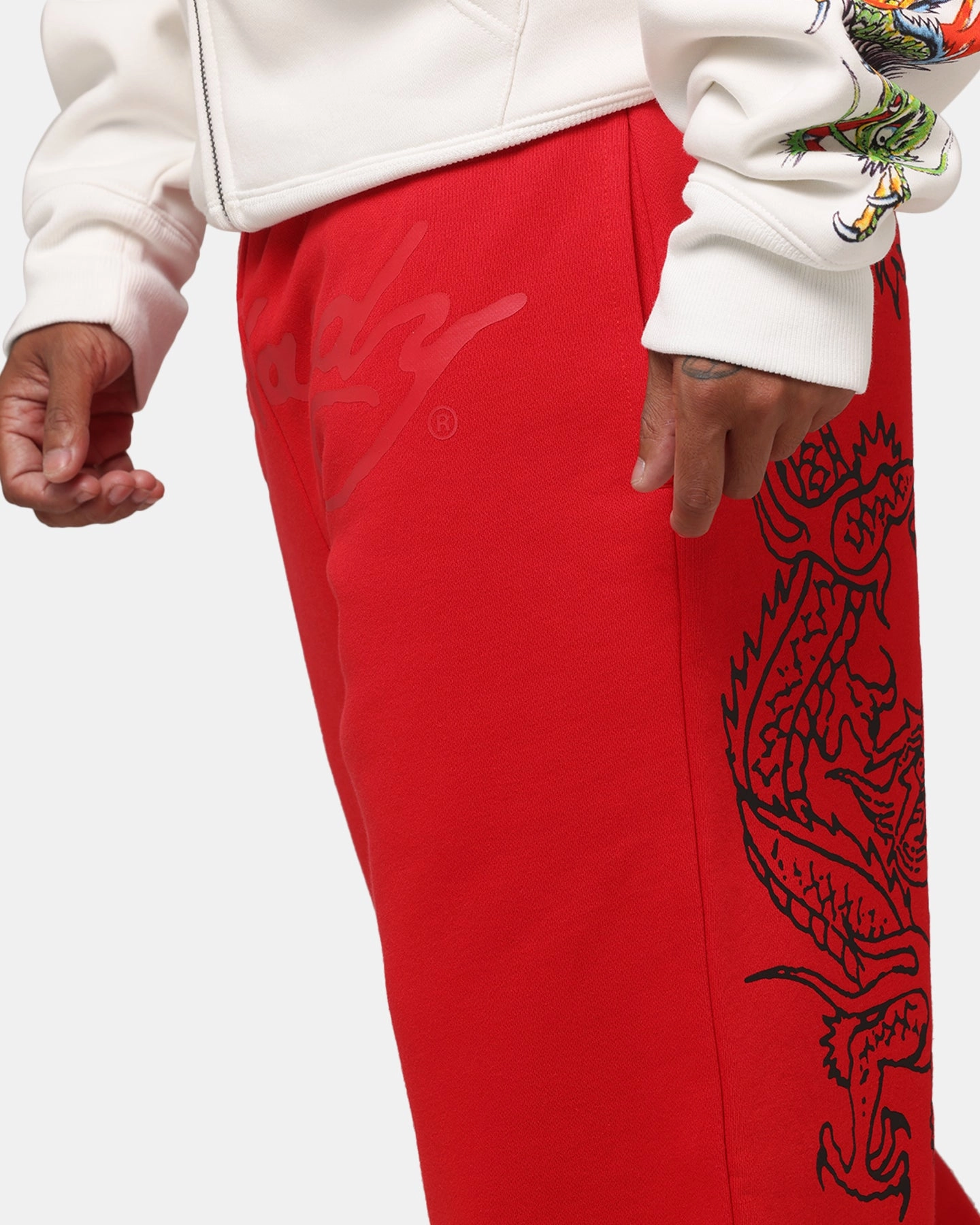Ed Hardy Dragon Trackpants Red Cozy Stretch