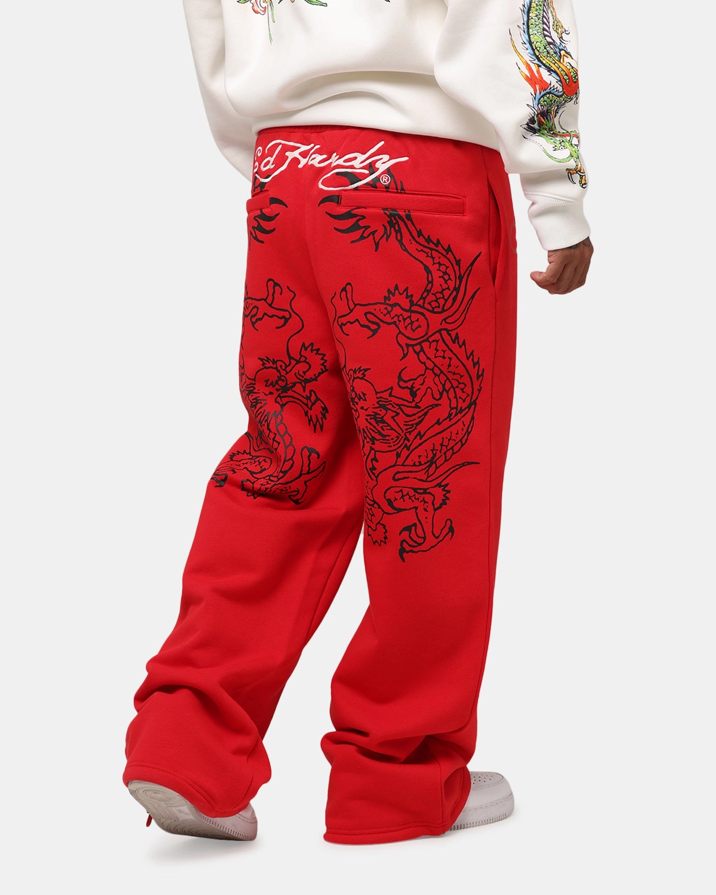 Ed Hardy Dragon Trackpants Red Straight Leg NoiseReducingFabric