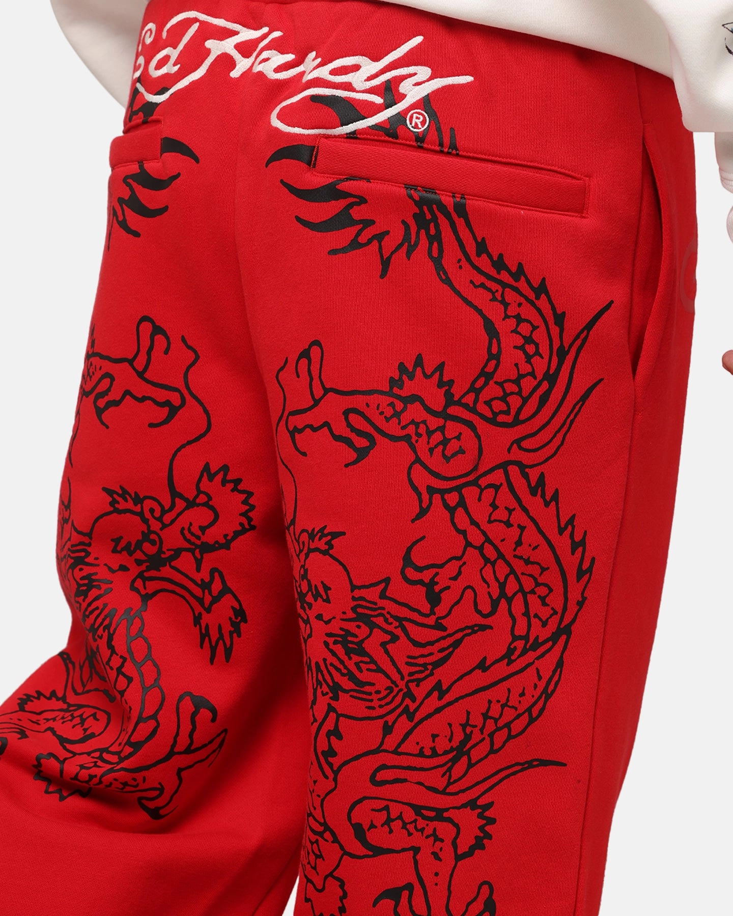 Ed Hardy Dragon Trackpants Red Ripped design MoistureWicking