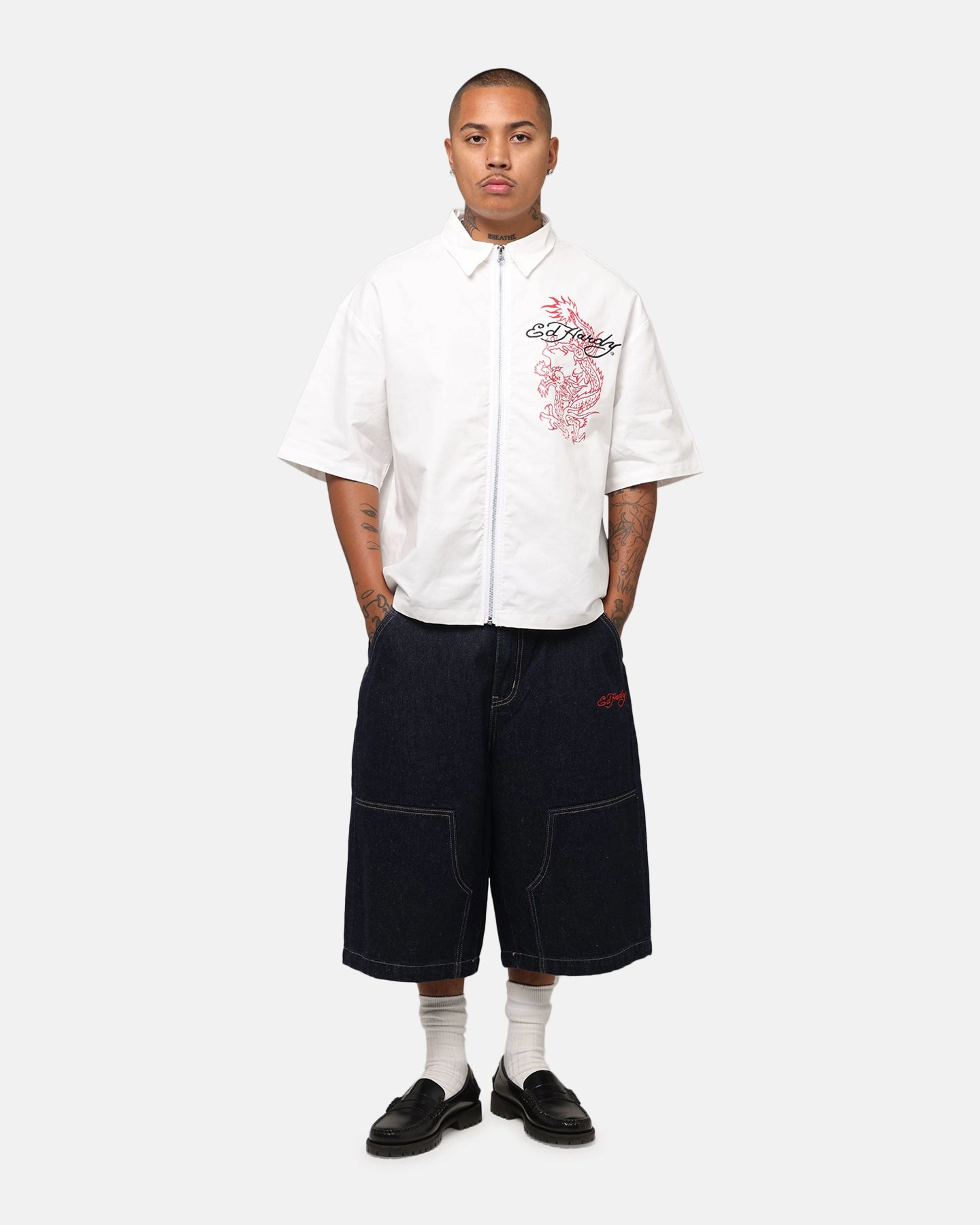 Ed Hardy Dragon Zip Shirt Off White Mountain Retreat