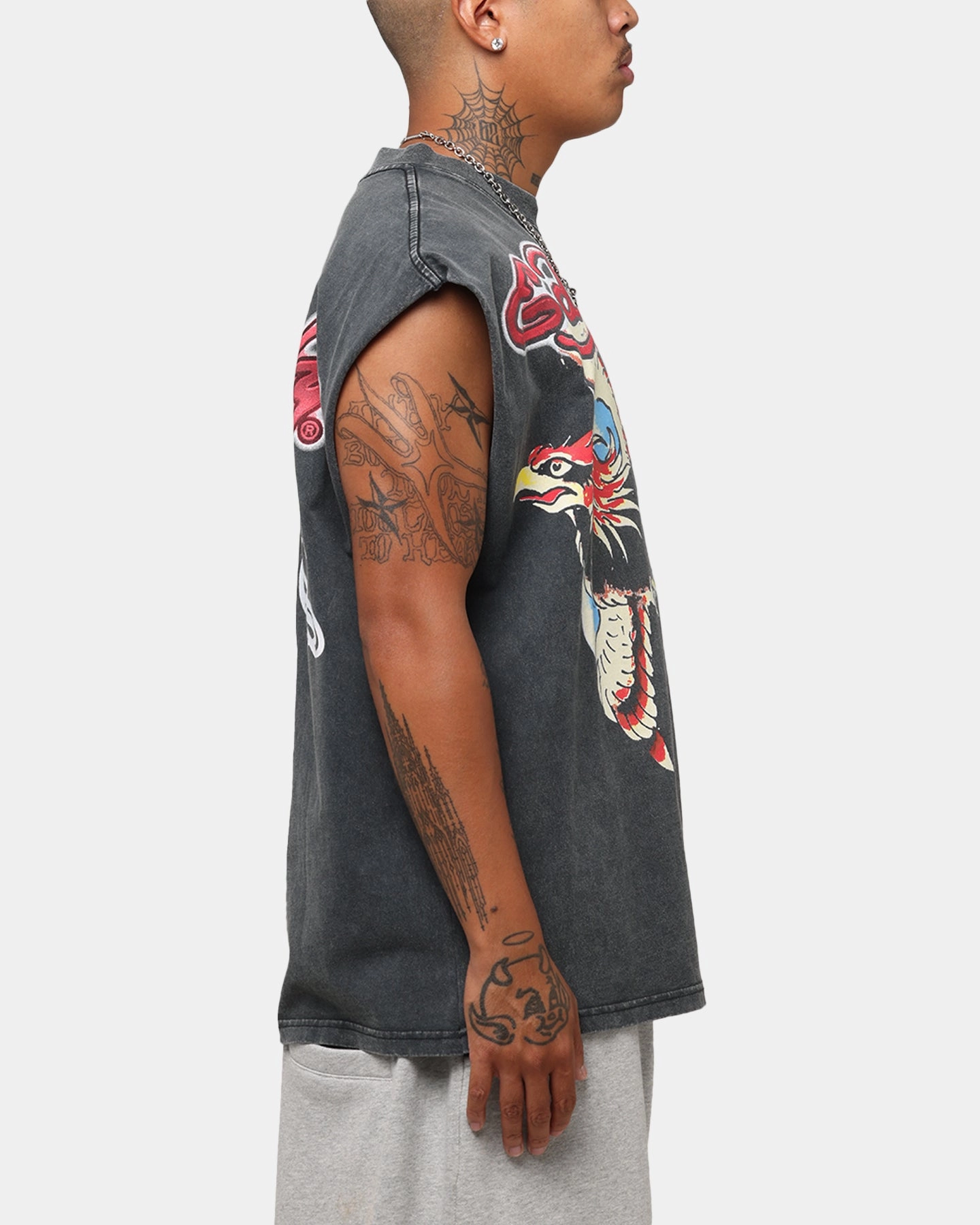 Pre Shrunk Cotton Ed Hardy Eagle Motor Muscle T-Shirt Black