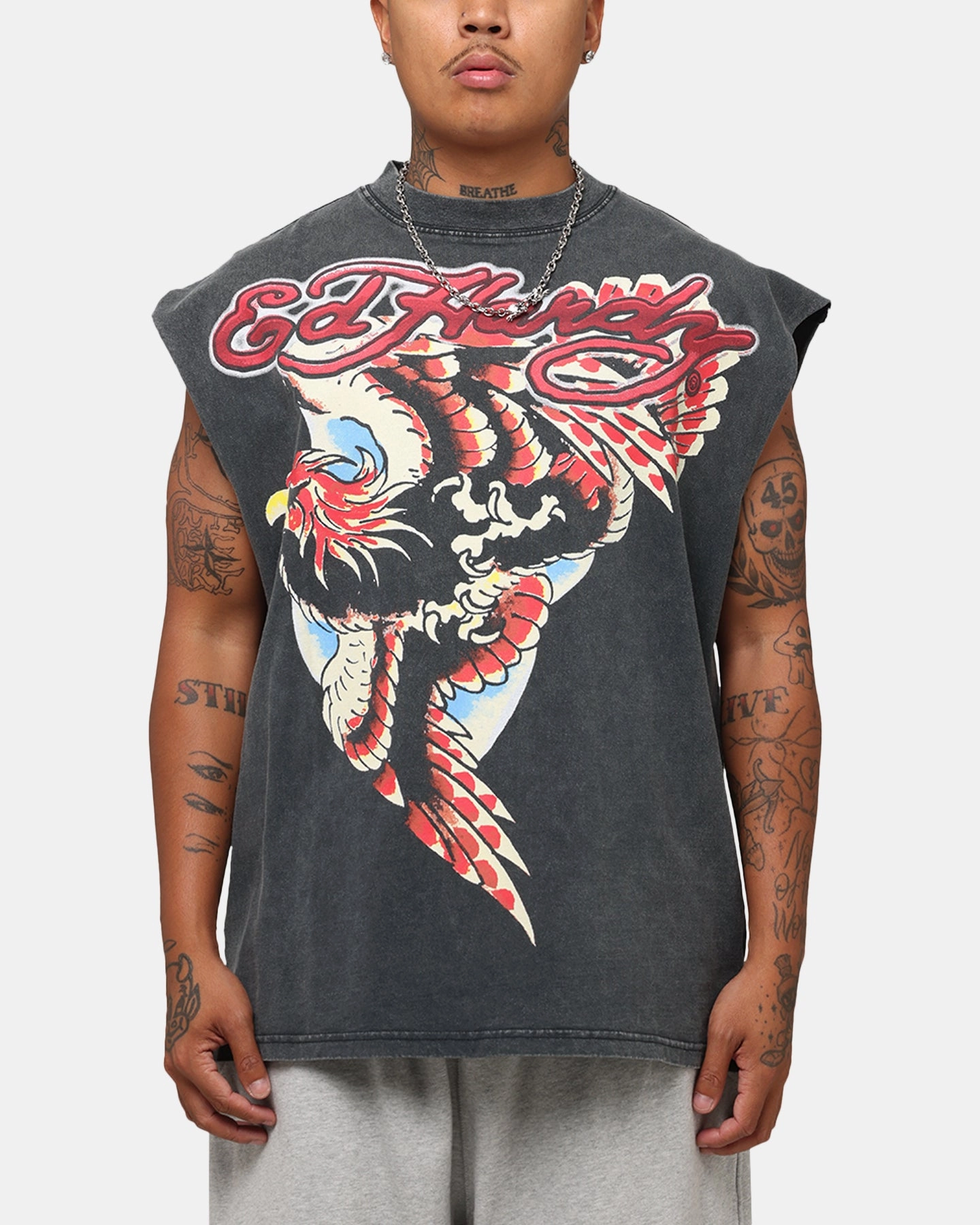 skinny but not tight Skinny Fit Ed Hardy Eagle Motor Muscle T-Shirt Black