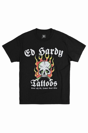 Easy Layer Ed Hardy Fire Skull Men's Short Sleeve Tee