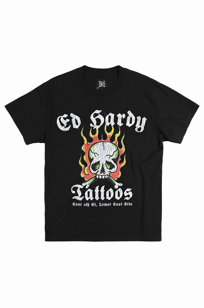 Ed Hardy Fire Skull Men's Short Sleeve Tee ColorfastFabricTech