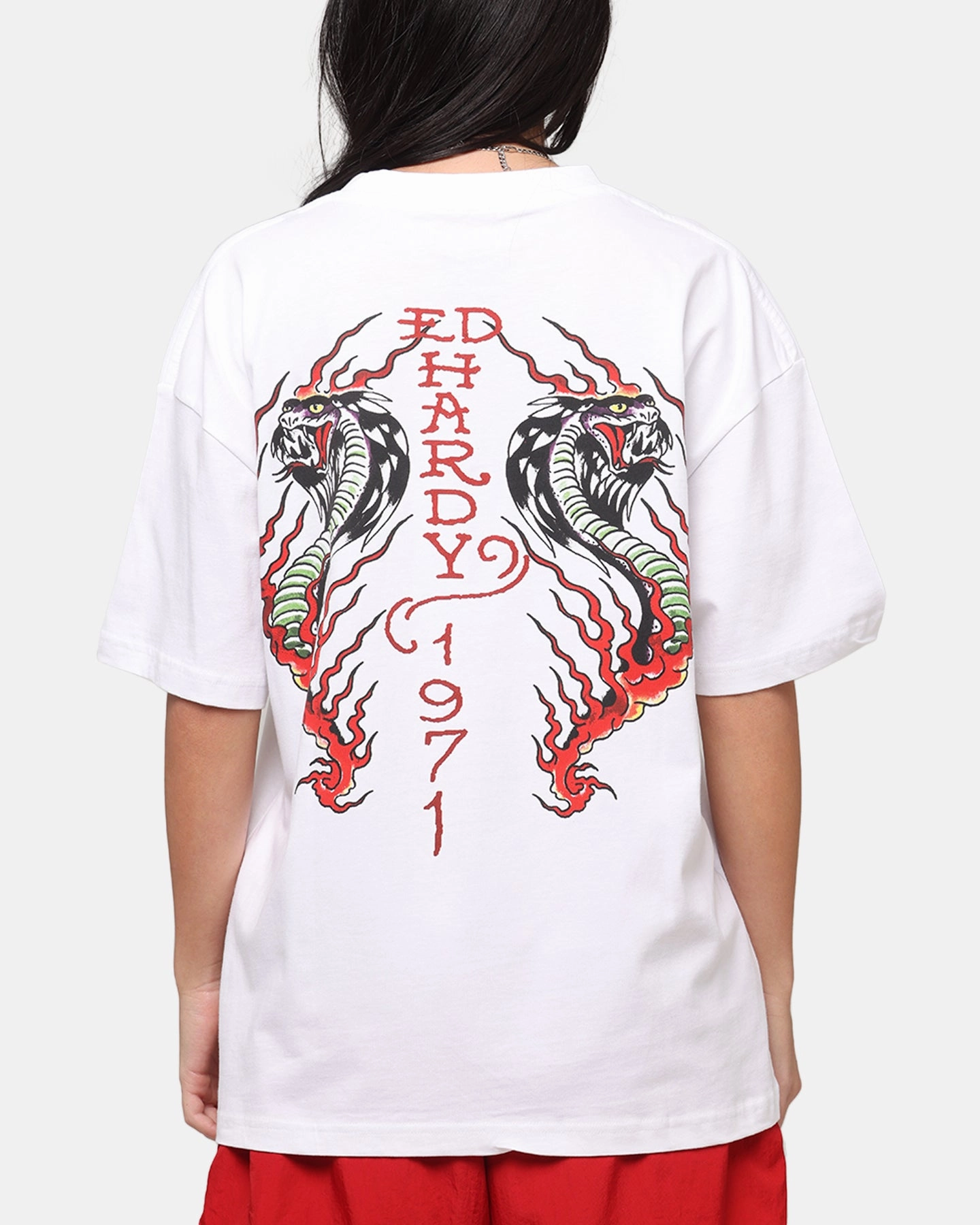 Casual Comfort Layer Ed Hardy Flaming Cobra T-Shirt White