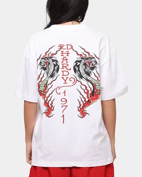 Casual Comfort Layer Ed Hardy Flaming Cobra T-Shirt White