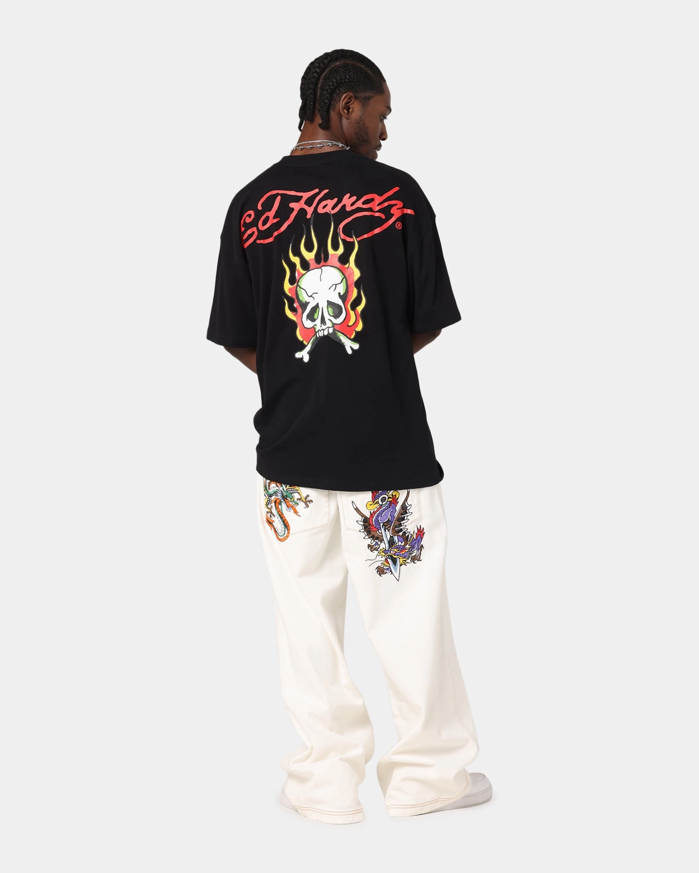 Active Comfort Style Ed Hardy Flaming Skull T-Shirt Black