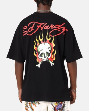 Slim fit clothing Ed Hardy Flaming Skull T-Shirt Black