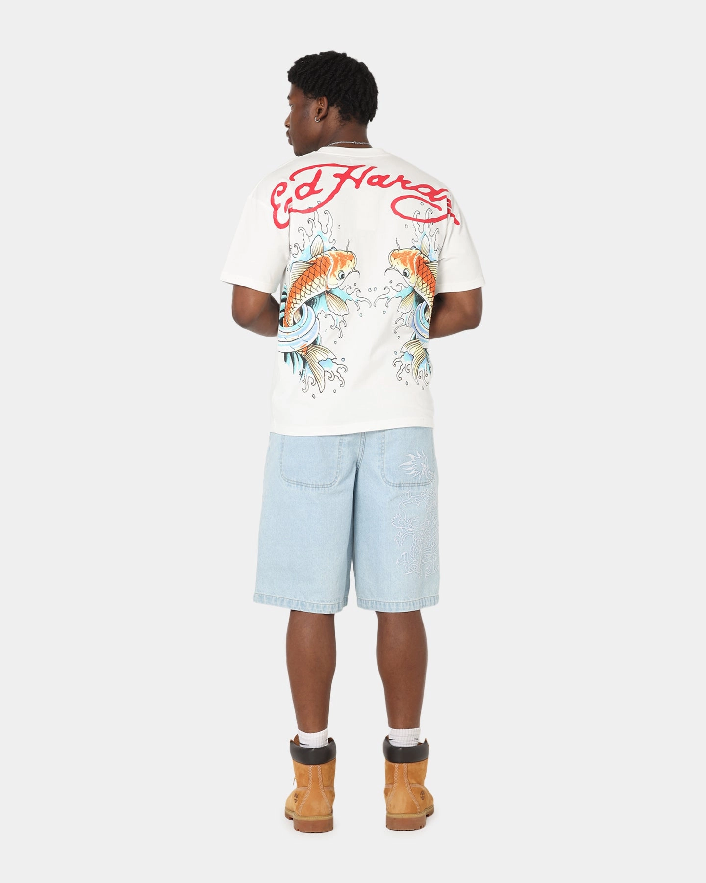 Beach Wear Ed Hardy Flash Koi T-Shirt Off White