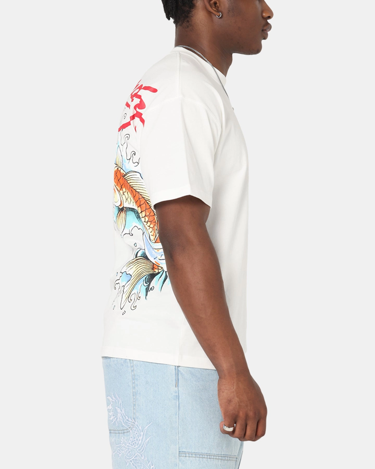 Ed Hardy Flash Koi T-Shirt Off White Casual Fashion