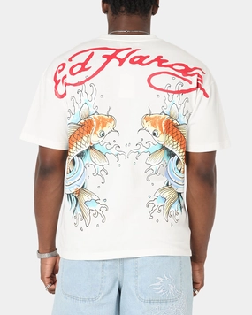 Silk combination Indoor clothing Ed Hardy Flash Koi T-Shirt Off White
