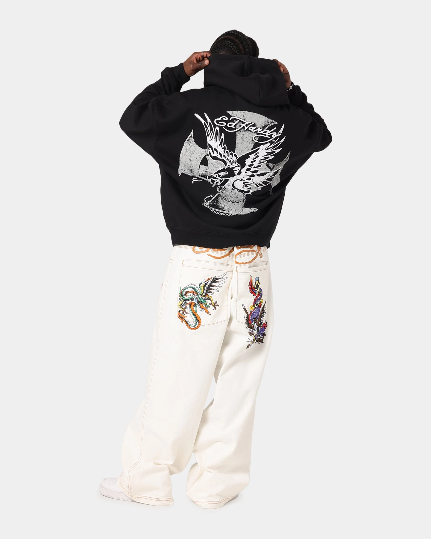 Quick Access Pocket Ed Hardy Flight Hoodie Black