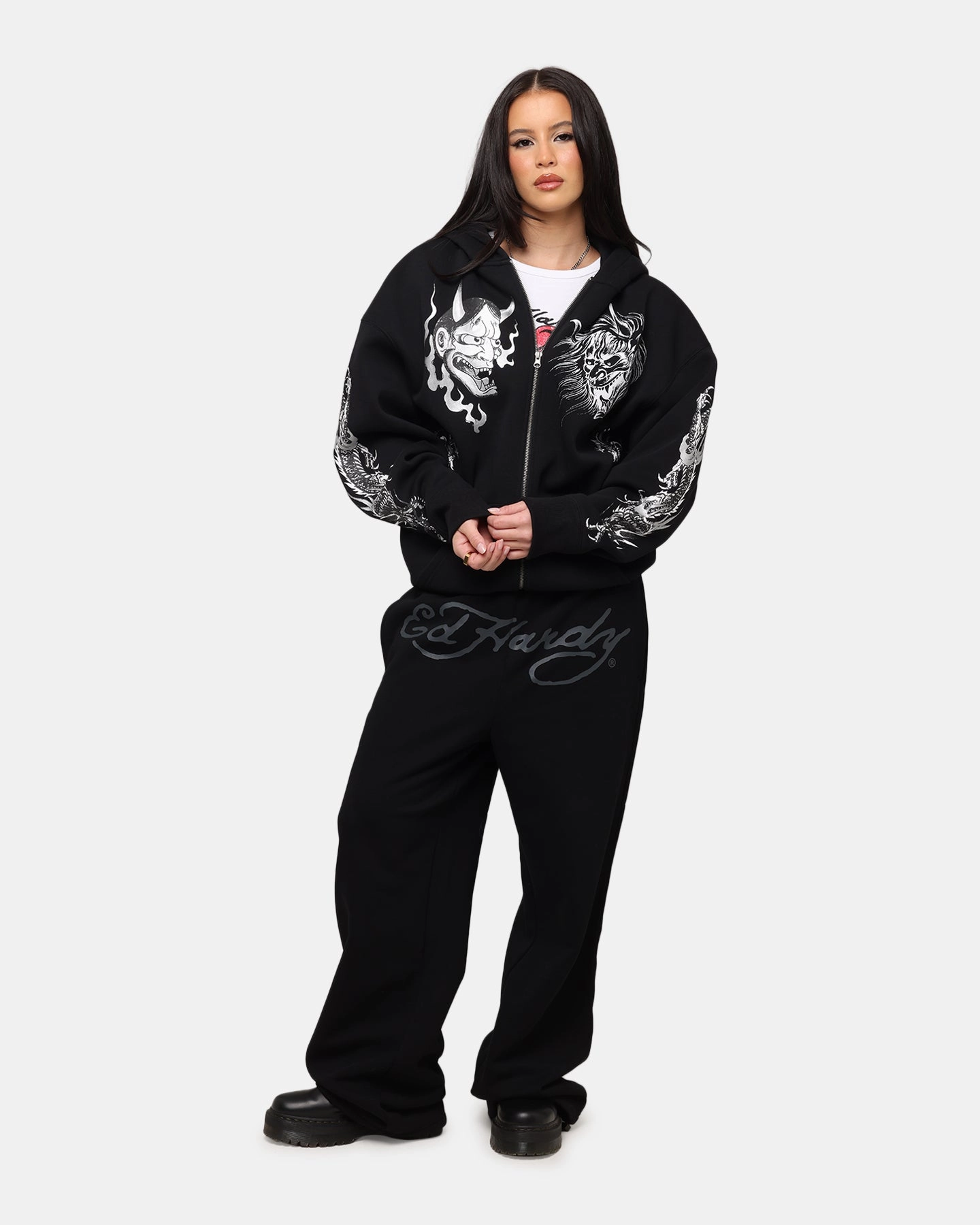 Ed Hardy Floral Zip Hoodie Black Wedding