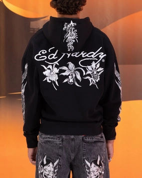 mid range market users Ed Hardy Floral Zip Hoodie Black