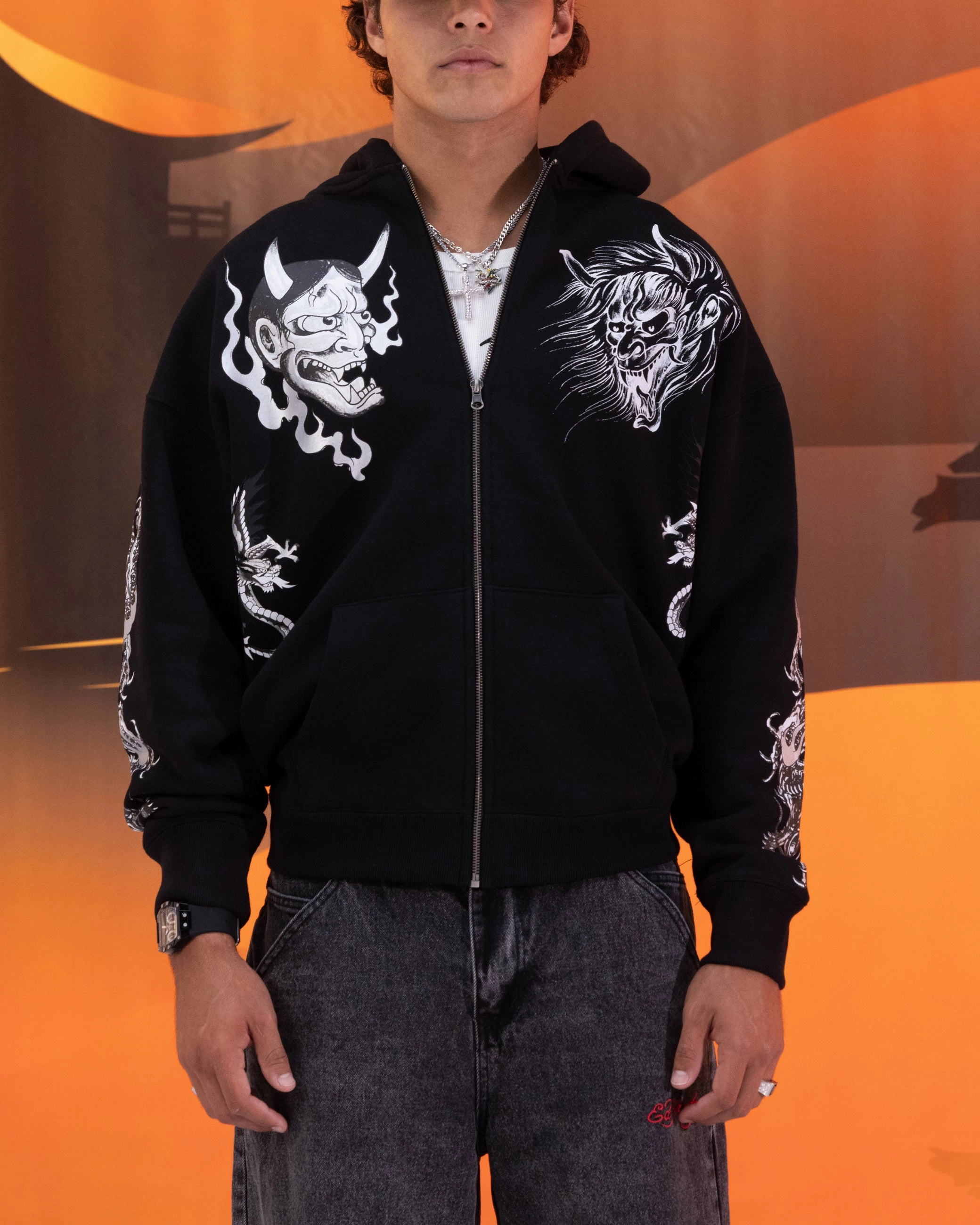 Ed Hardy Floral Zip Hoodie Black Comfortable