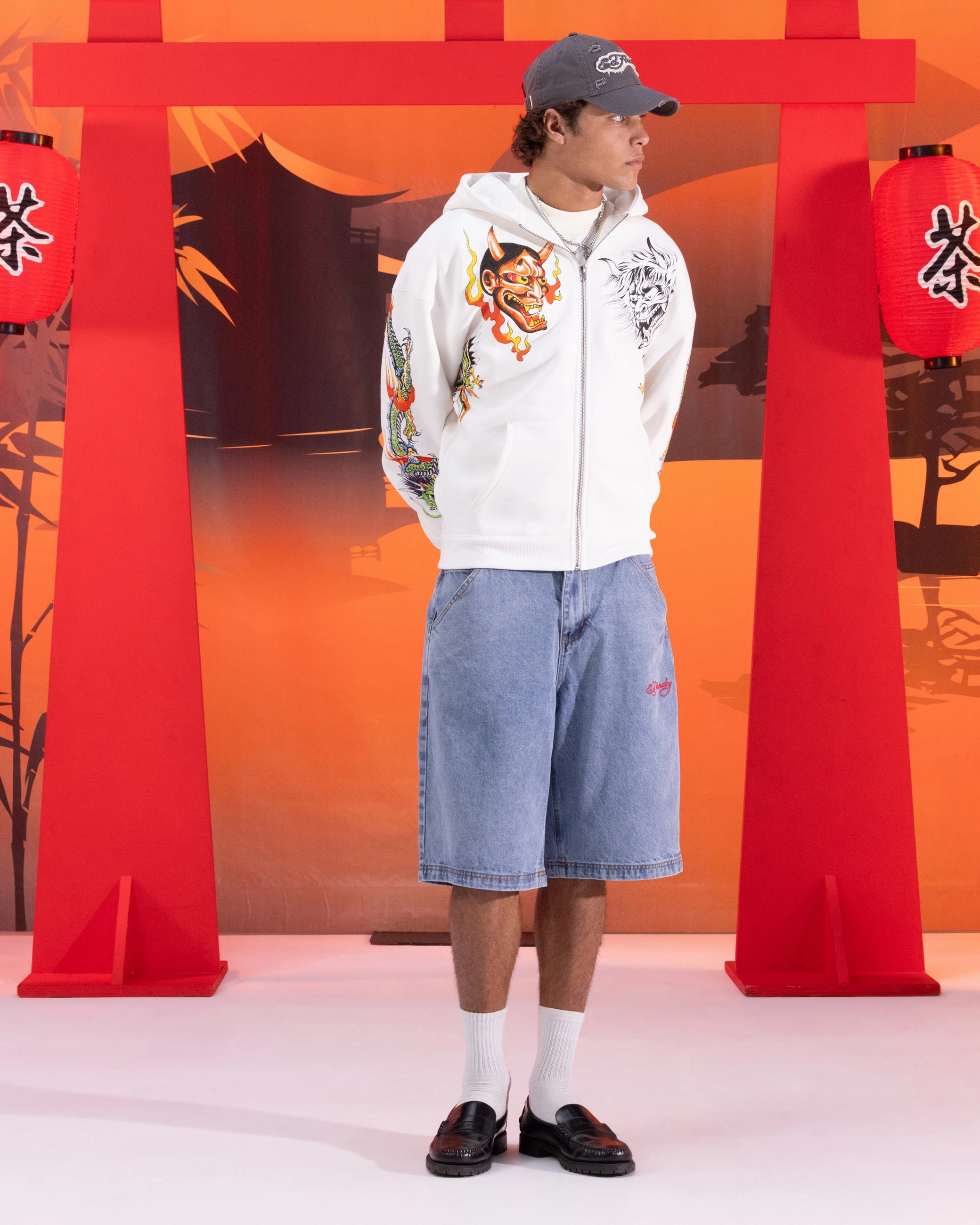 Ed Hardy Geisha Jorts Light Wash Blue Ultra Breathable