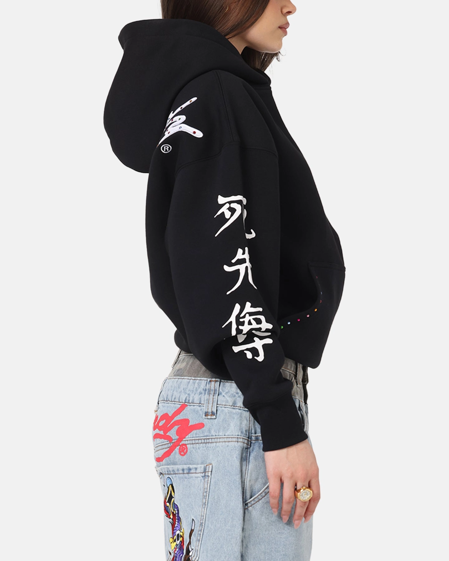 Model Ed Hardy Geisha Rhinestone Hoodie Black/Multi