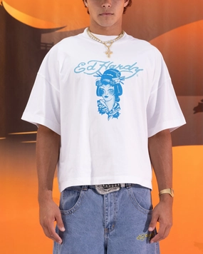 Comfort and Fit Light and Fresh Ed Hardy Geisha T-Shirt Off White