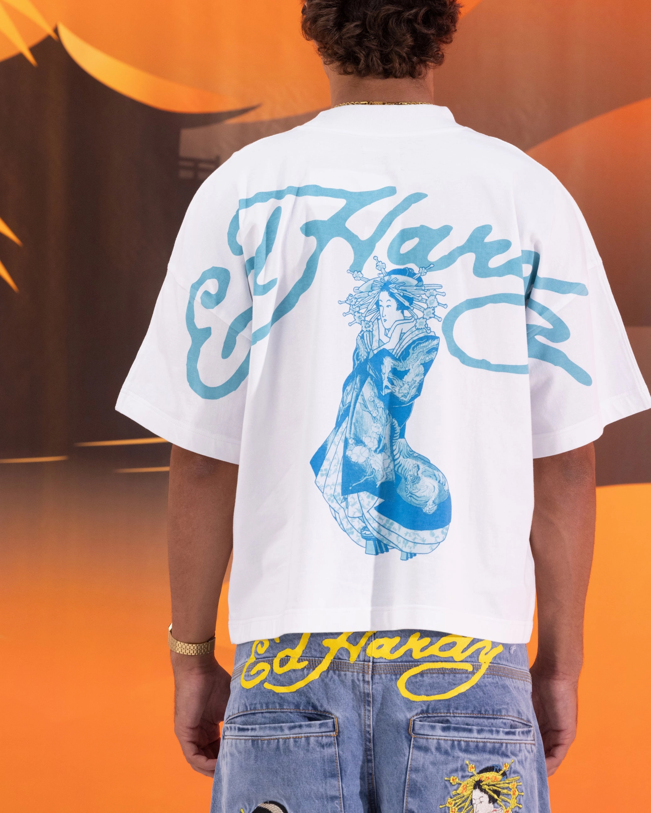 Relaxed Fit Design Fashionable Wear Ed Hardy Geisha T-Shirt Off White