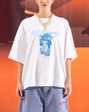 Pullover Breathable knit Ed Hardy Geisha T-Shirt Off White