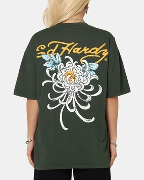 Ed Hardy Golden Bloom T-Shirt Pine Green Comfort and Ease