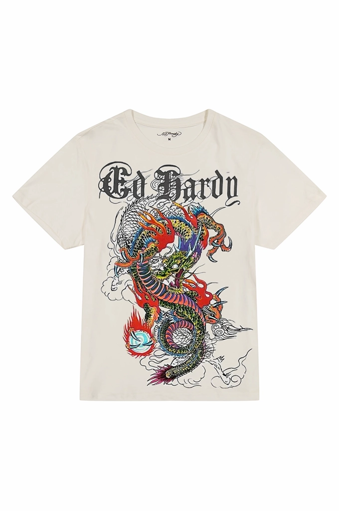 High-Quality Fabric Ed Hardy Japan Dragon Men's Short Sleeve Tee