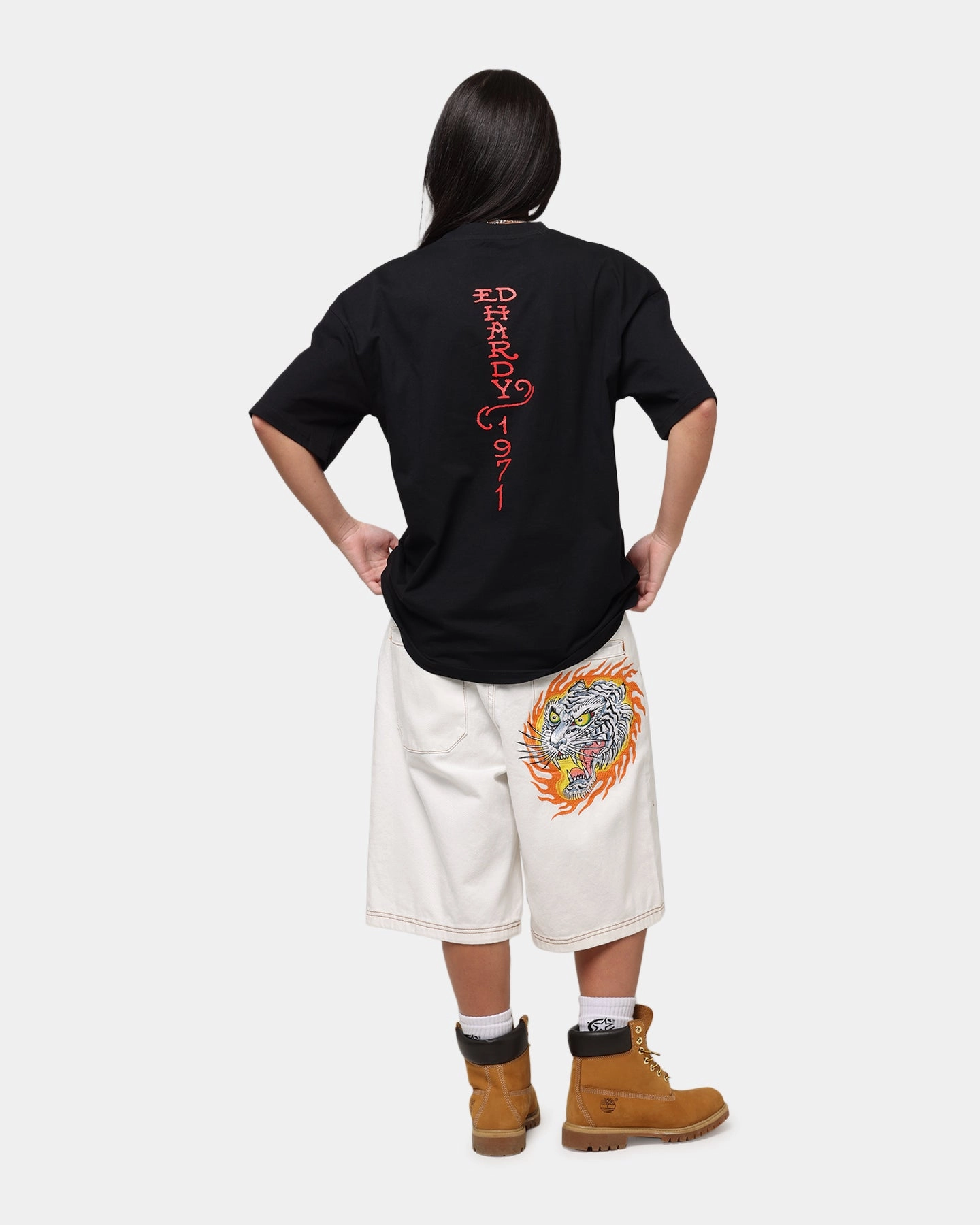 thermal Garment Washed Texture Ed Hardy Lost Luck T-Shirt Black