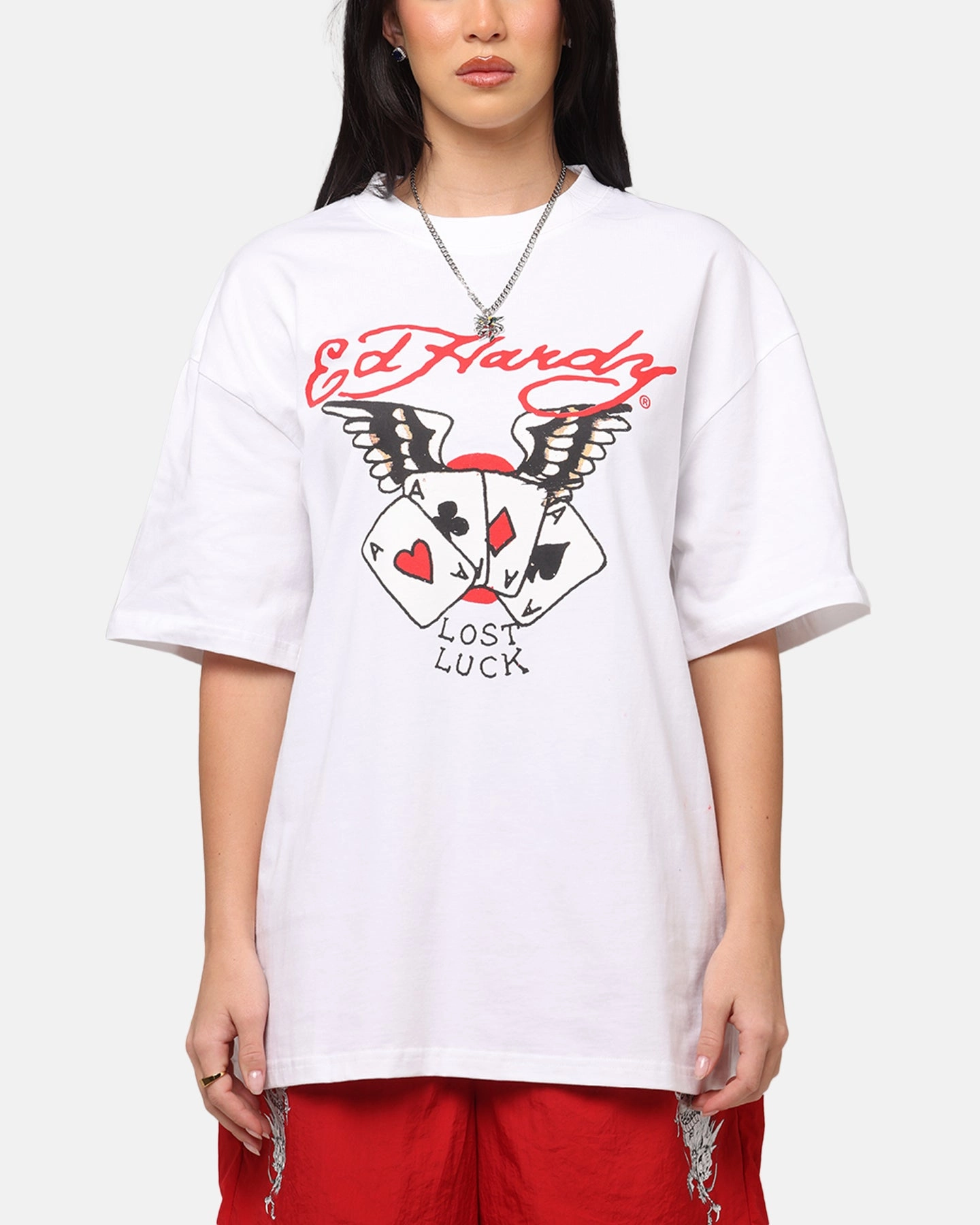 Ed Hardy Lost Luck T-Shirt White Plus size confidence Modern Twist