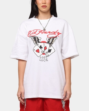 Ed Hardy Lost Luck T-Shirt White Plus size confidence Modern Twist