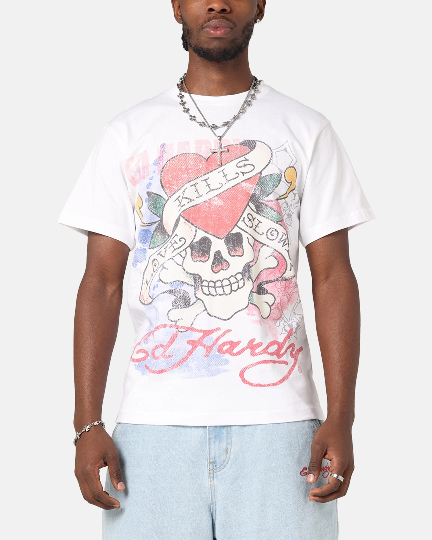 Smart Design Ed Hardy Love Kills Slowly Vintage T-Shirt White