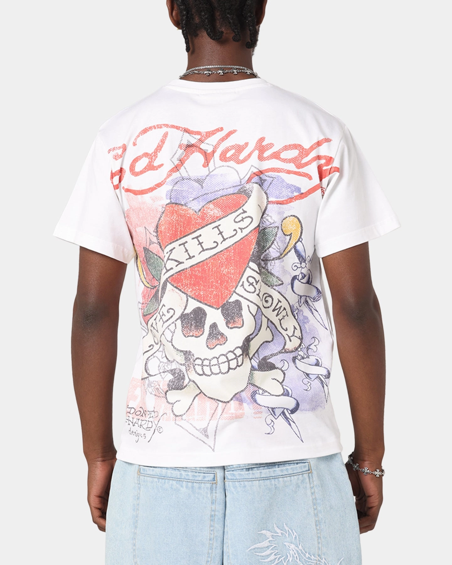 Ed Hardy Love Kills Slowly Vintage T-Shirt White Good stretch OversizedSilhouette