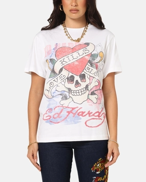 Ed Hardy Love Kills Slowly Vintage T-Shirt White Breathable apparel