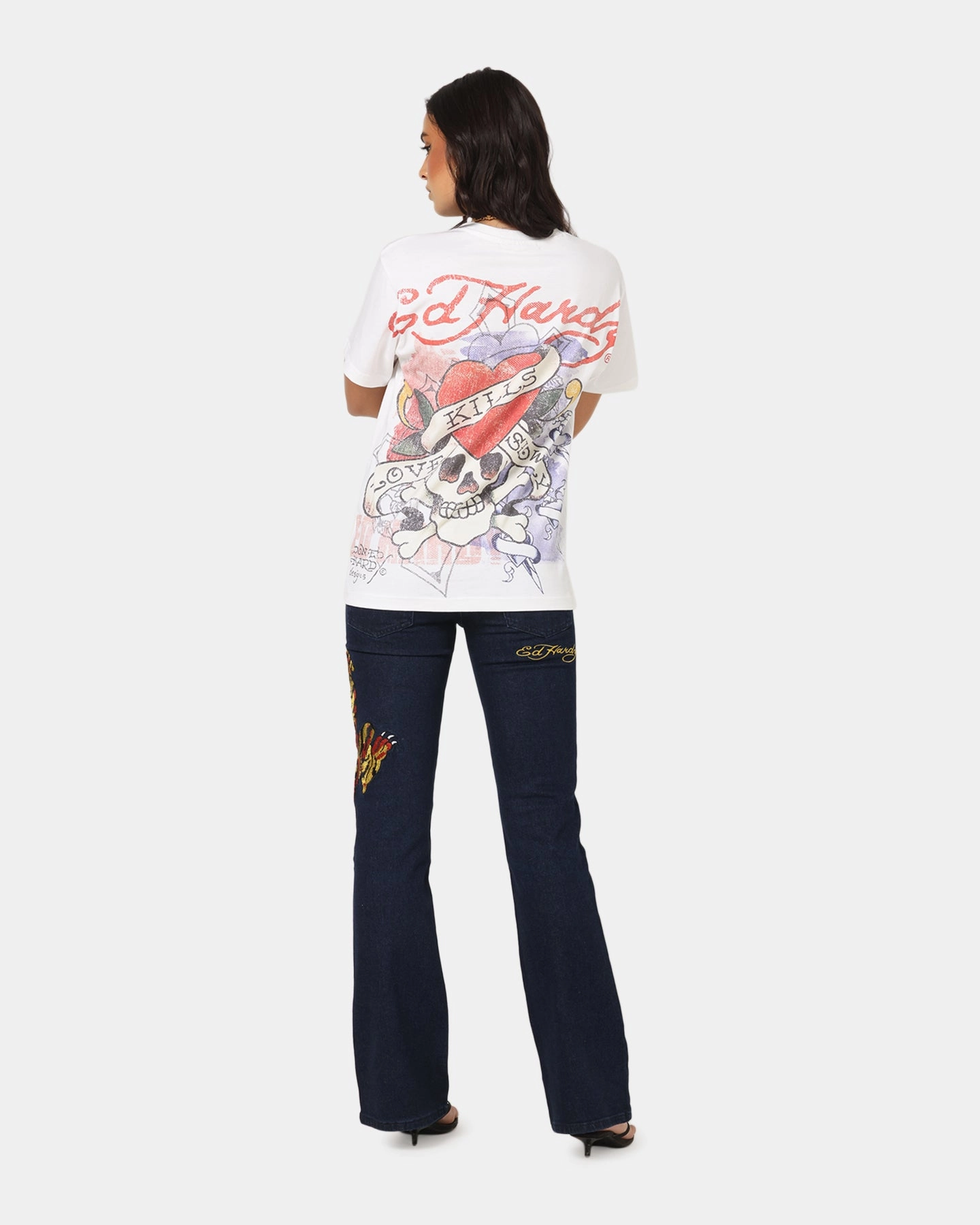 Ed Hardy Love Kills Slowly Vintage T-Shirt White Relaxed Comfort Fit