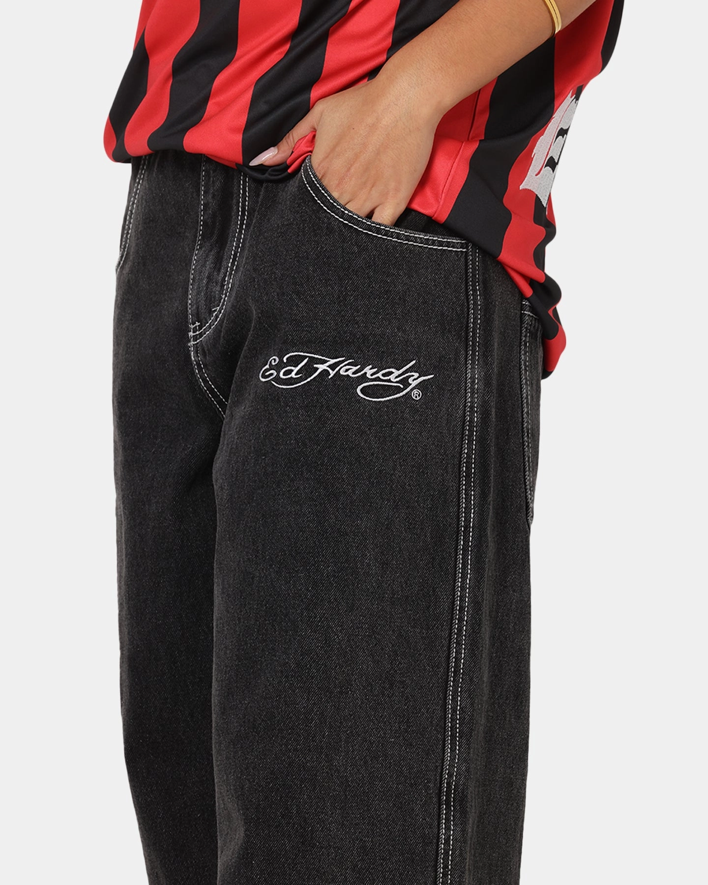 Anti Static Material Blend Ed Hardy Lucky Jeans Black