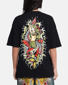 Ed Hardy Mermaid T-Shirt Black Travel Comfort Relaxed Torso Fit