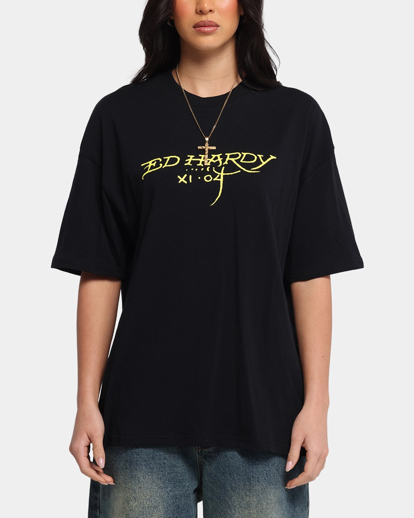 Chic Smart Light Fit Wear Ed Hardy Mermaid T-Shirt Black