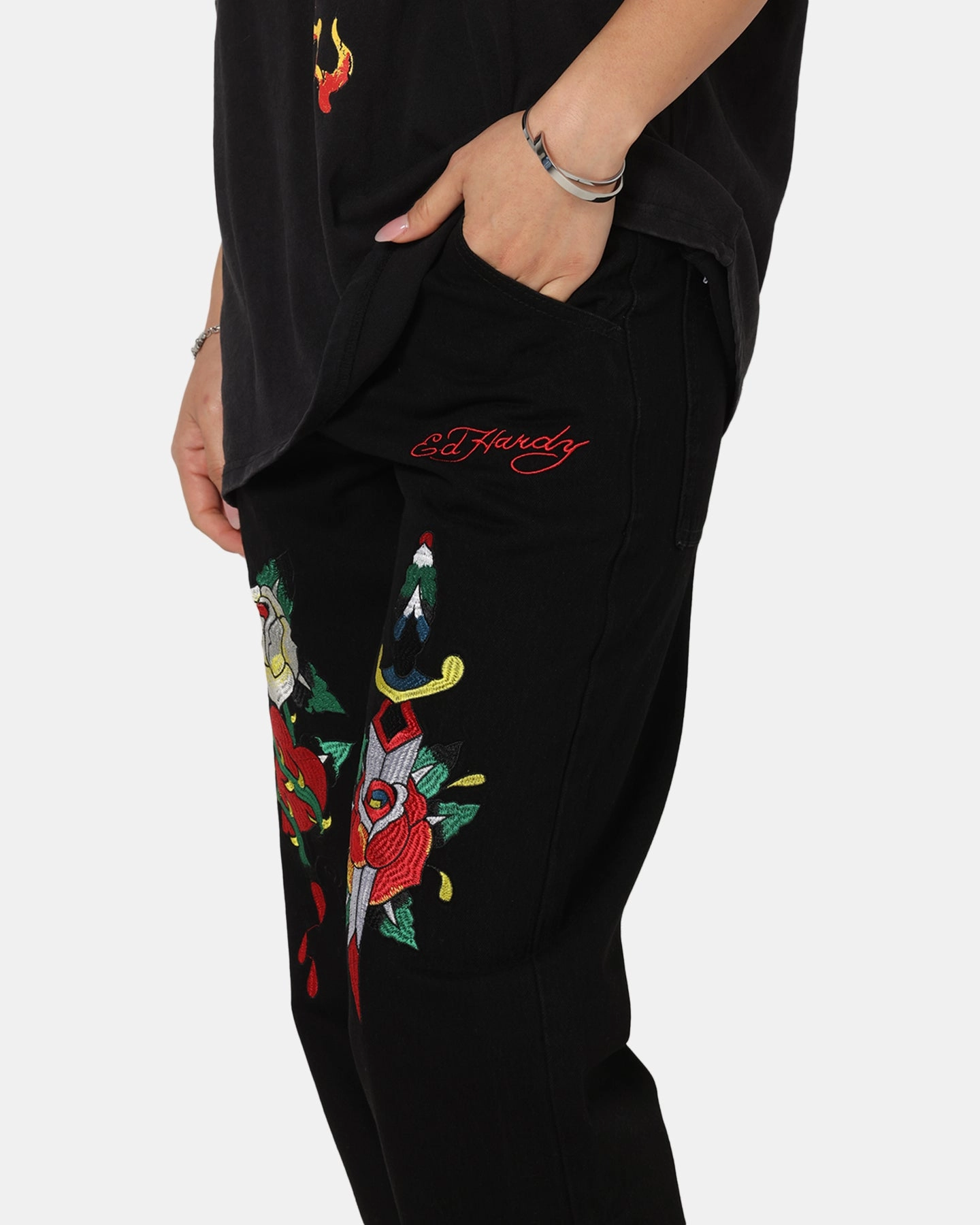 Simple Match Ed Hardy Once Wounded Jeans Black