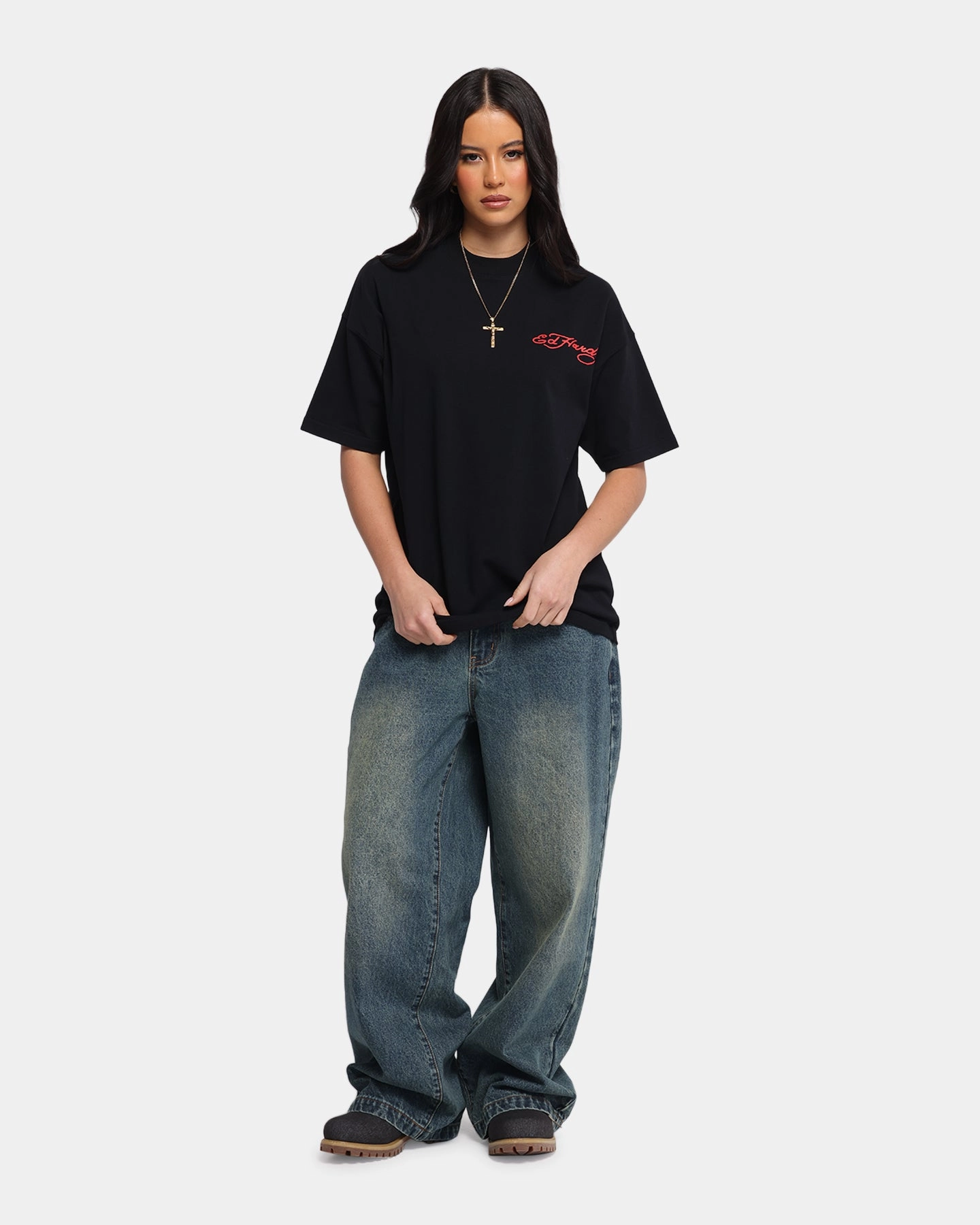 LowImpactDye Ed Hardy Oversized Panther T-Shirt Black