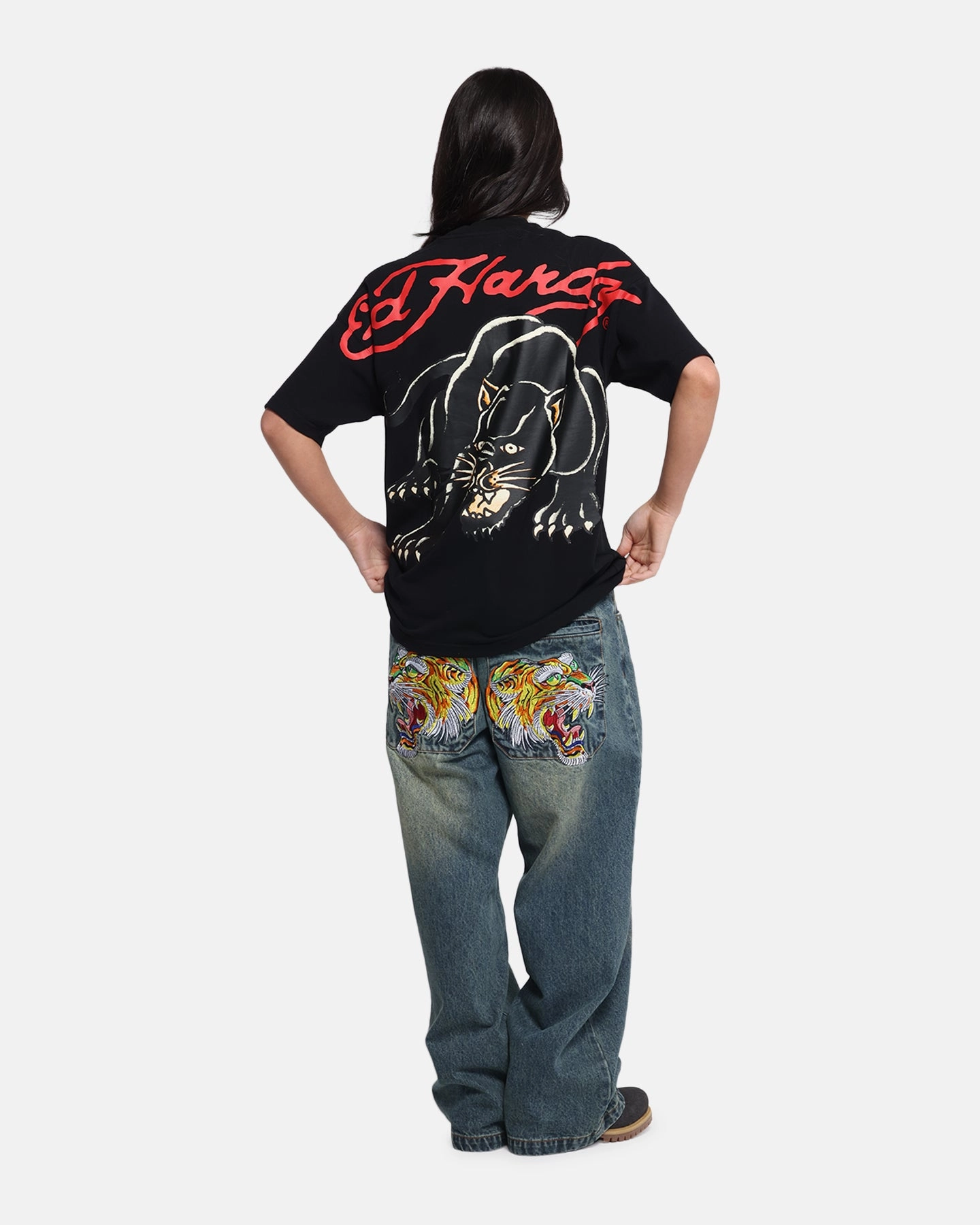 Ed Hardy Oversized Panther T-Shirt Black Easygoing Design