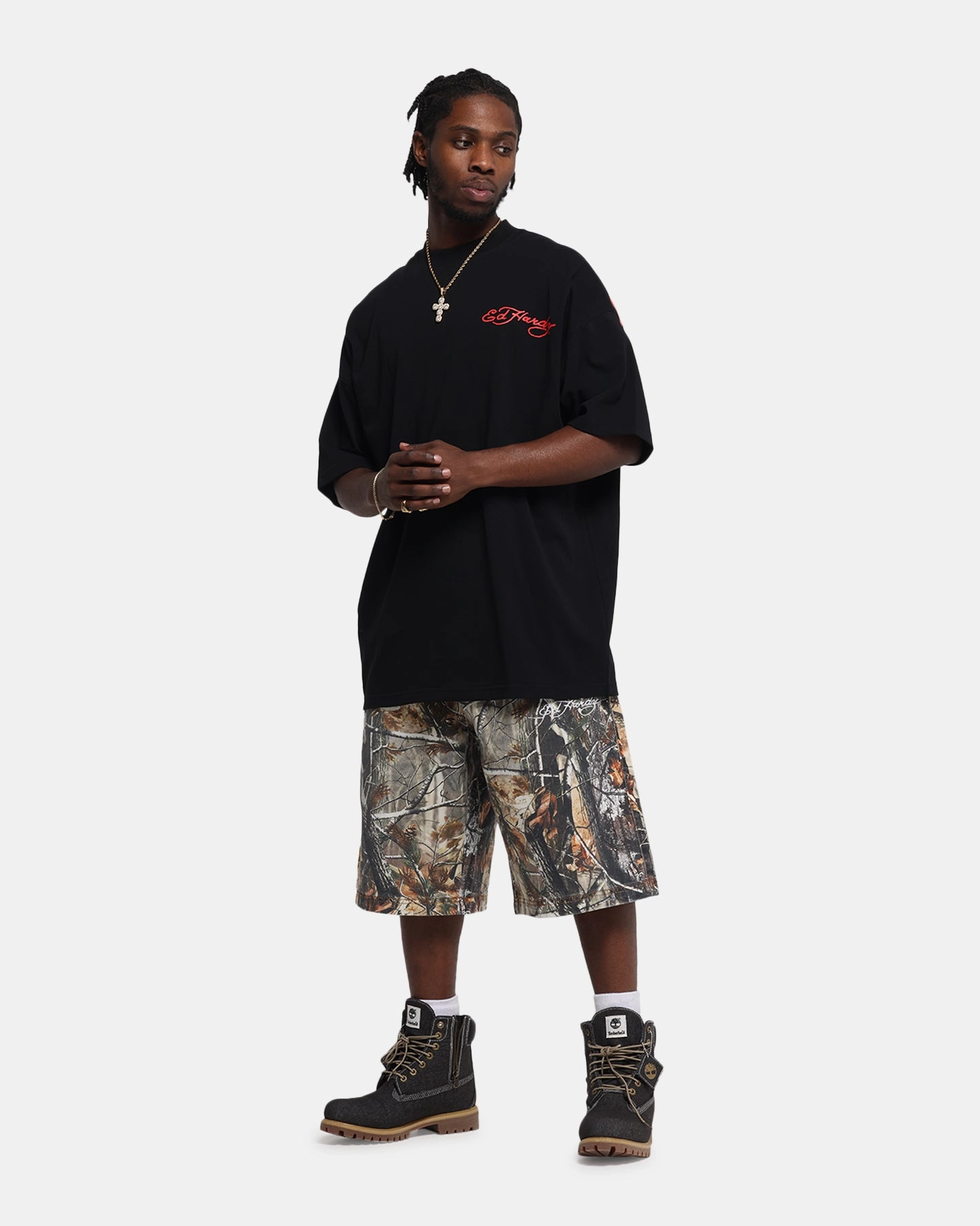 Ed Hardy Oversized Panther T-Shirt Black Soft Touch Fabric Easy Wear Style