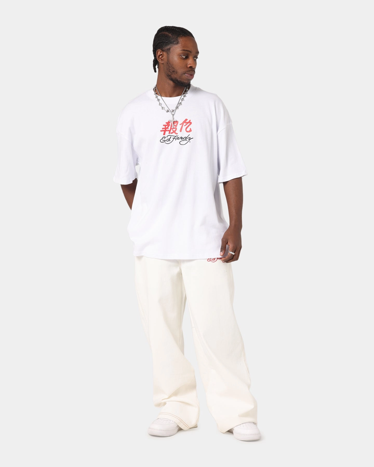 Ed Hardy Panther Ray T-Shirt White Outdoor Outfit Style Seam Free Shoulders