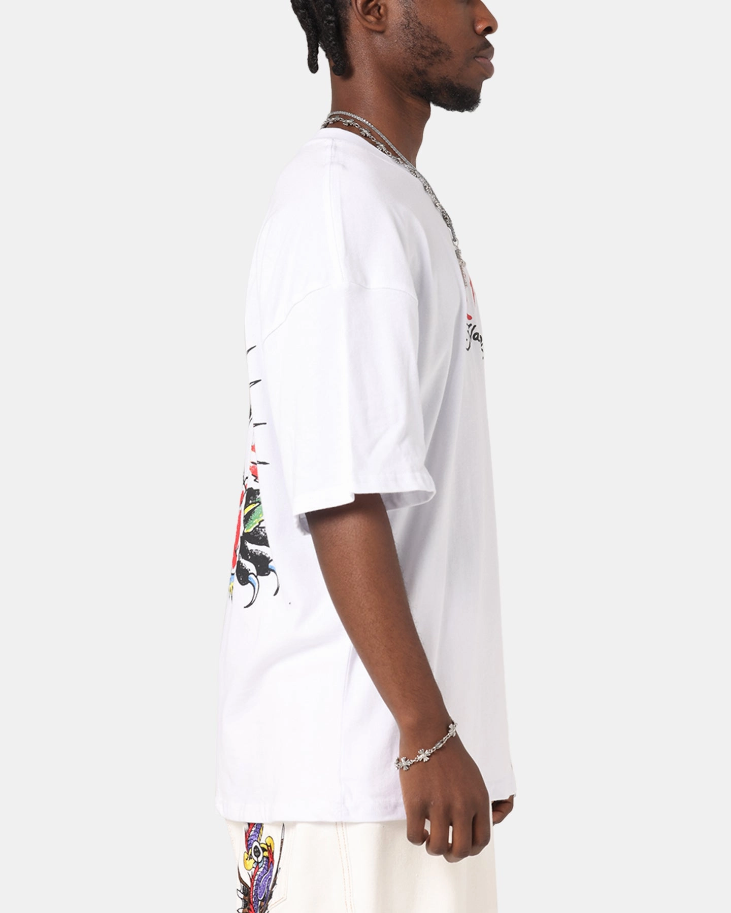 Ed Hardy Panther Ray T-Shirt White Colorfast Dye
