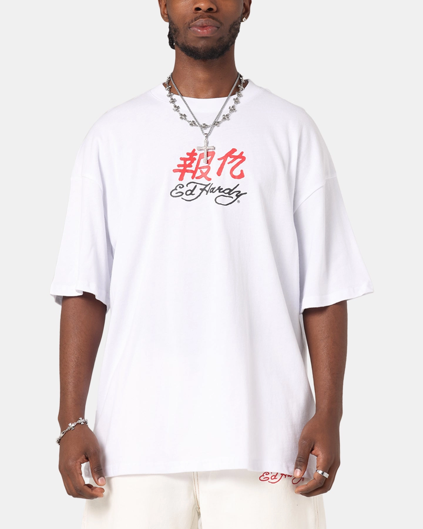 Ed Hardy Panther Ray T-Shirt White EasyCareFinish Travel Ready