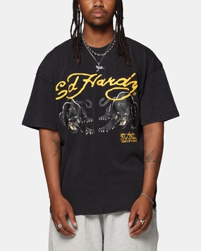 Flexible Wear Ed Hardy Pypu Panther T-Shirt Black Acidwash