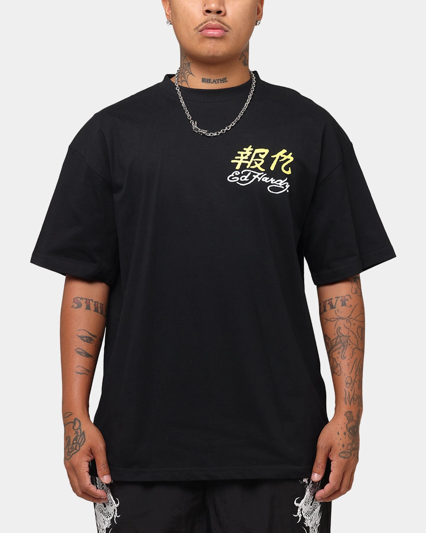 Ed Hardy Rattlesnake Reign T-Shirt Black Trendy Micro Perforated Fabric