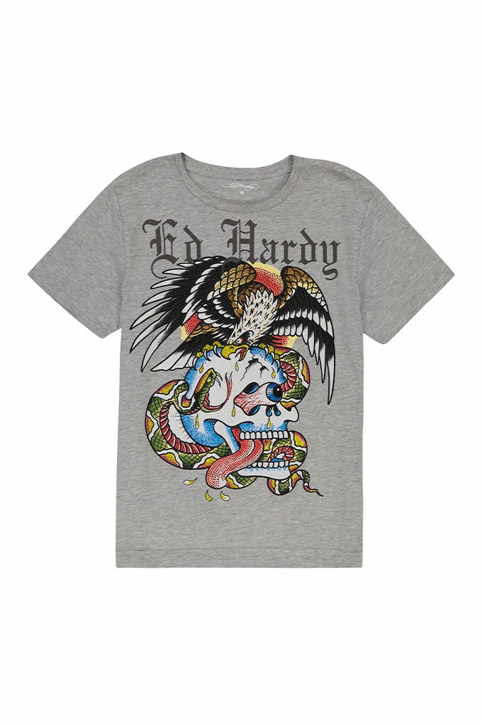 Ed Hardy Rhinestone Battle Men's Short Sleeve Tee Cozy Vibe