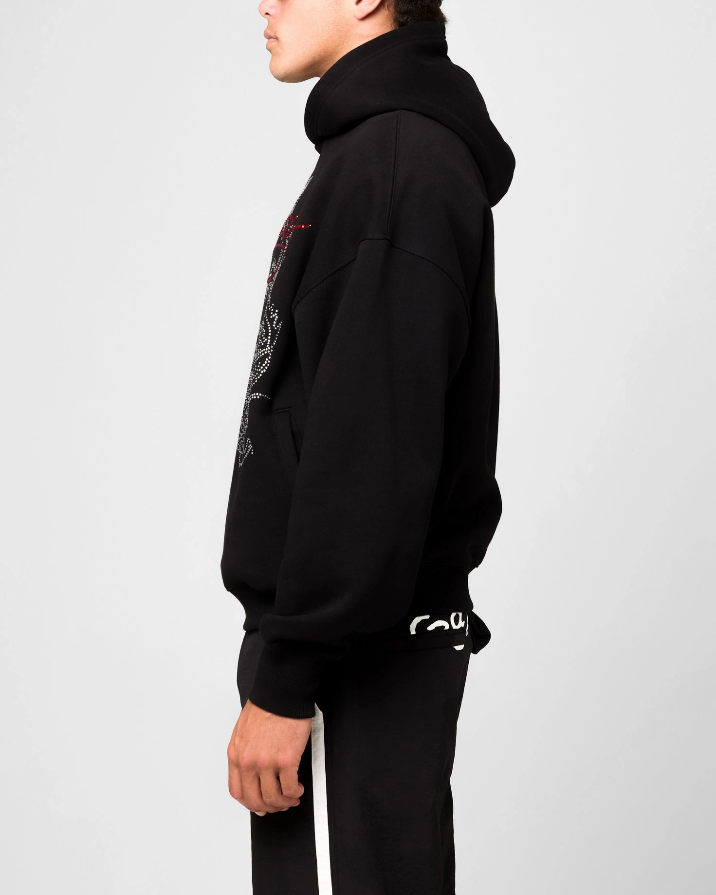 Printed Cozy Jacket Ed Hardy Rhinestone Dragon Hoodie Black