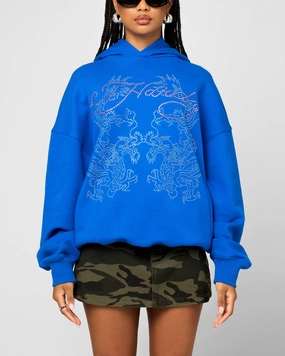 age - appropriate Ed Hardy Rhinestone Dragon Hoodie Blue