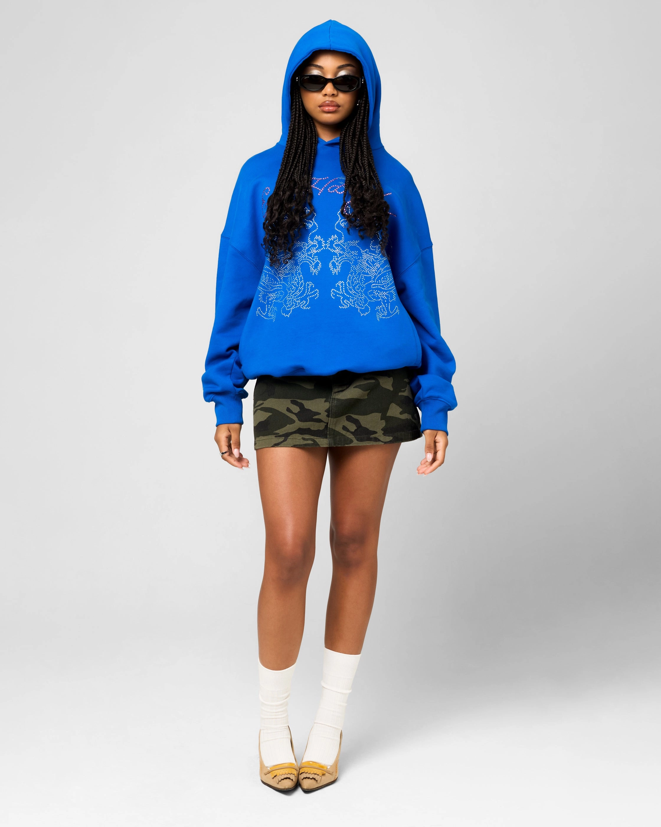 Ed Hardy Rhinestone Dragon Hoodie Blue Commend