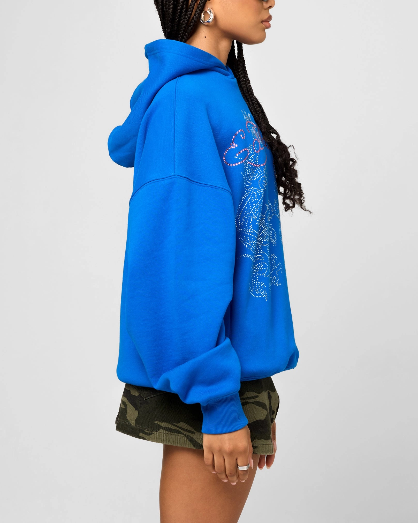 Ed Hardy Rhinestone Dragon Hoodie Blue morning back - to - school